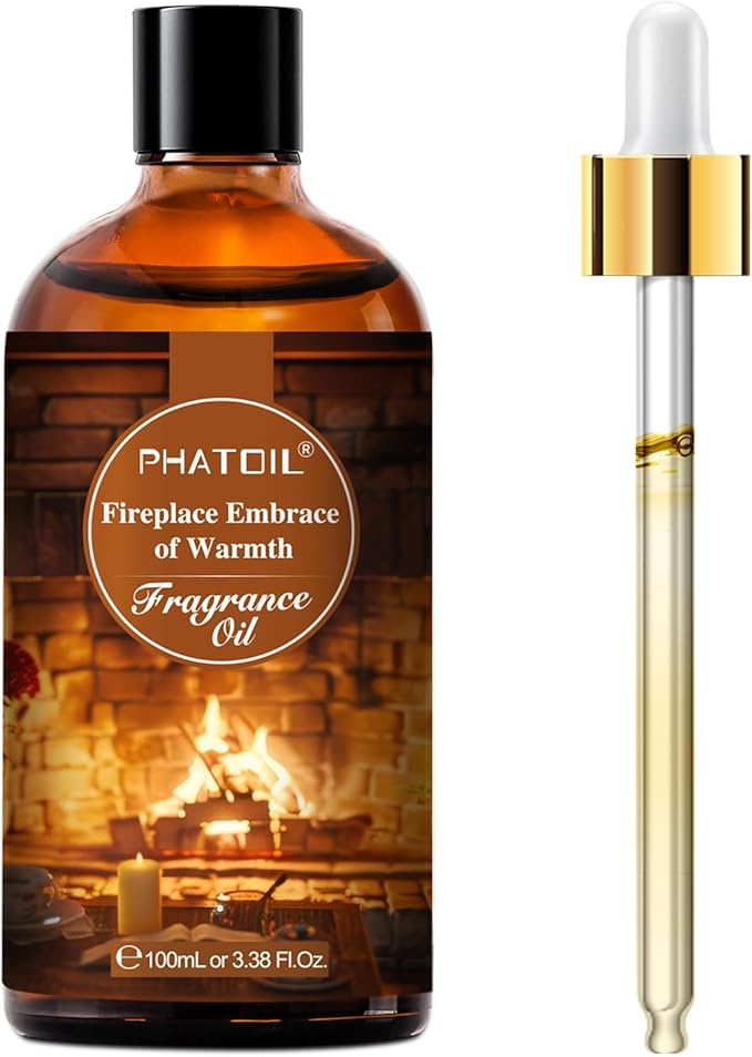 PHATOIL 3.38FL.OZ Fireplace Embrace of Warmth Fragrance Oils for Aromatherapy, Essential Oils for Diffusers for Home, Perfect for Diffuser, Yoga, Skin Care, DIY Candle and Soap Making - 100ml | Long Lasting Scented Oils For Humidifier, Air Freshener, D...