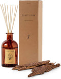 Craft & Kin Oud Wood Reed Diffuser – 5.75 oz Essential Oil Diffuser for Home & Bathroom – Up to 120-Day Fragrance with 8 Rattan Scent Sticks – Amber Glass Room Decor