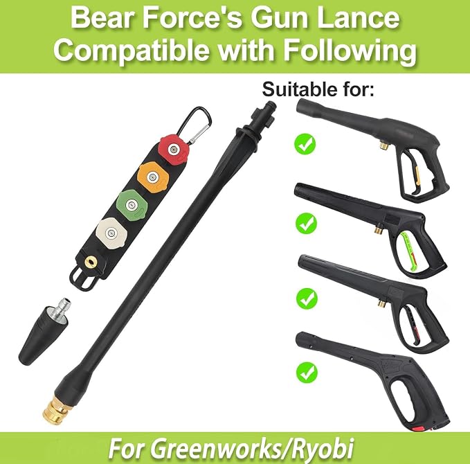 Pressure Washer Replacement Spray Wand & Turbo Nozzle and 5 Tips, Compatible with Some of Ryobi, Greenworks, Craftsman, Kar-cher, B&D, Westinghouse, LWQ Electric Pressure Washer