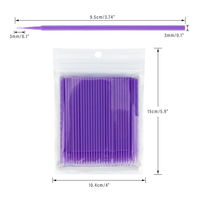 G2PLUS 500PCS Cotton Swabs, Purple Disposable Micro Applicators Brush for Makeup and Personal Care Cosmetic Brush, Micro Swabs for Eyelash Extensions, Nails, Eyeliner (Head Diameter: 3.0mm) | Purple Disposable Cotton Tips, 3.0 mm Head Diameter, for Eye...