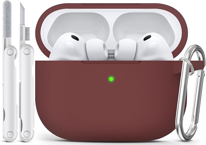 for AirPods Pro 3 Case 2025,Come with Cleaner Kit,Wine Red | Silicone Protective Cover for Airpod Pro 3rd Generation Case with Keychain,for Women Men,One-Piece Design,Shockproof