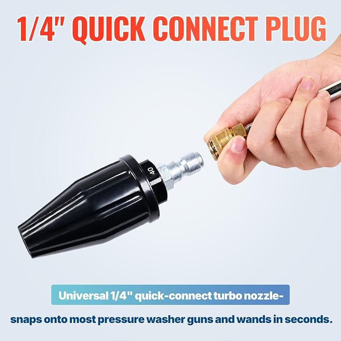 YAMATIC Pressure Washer Turbo Nozzle 5 Spray Nozzles, 3000 PSI 4.0 GPM | 1/4" Quick Connector 360° Rotating Tips, Compatible with Ryobi, Greenworks, Craftsman, Troybilt, Simpson