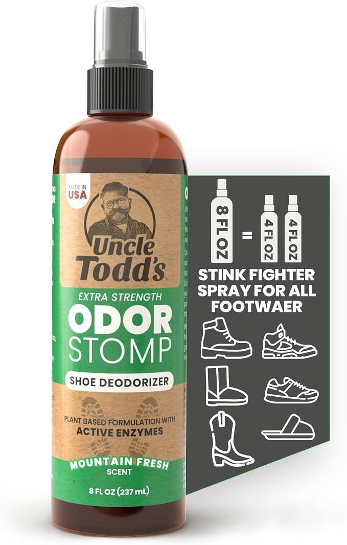Uncle Todd's Shoe Deodorizer Spray 8oz - Proven & Powerful Enzyme Formula Spray for Shoe Odor Elimination in All Footwear (Mountain Fresh)