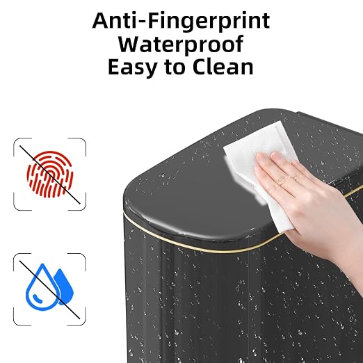 KSSKSS 2.6 Gallon Slim Bathroom Trash Can with Soft-Close Foot Pedal, 10L Stainless Steel Garbage Can with Removable Liner Bucket, for Narrow Spaces,Bathroom, Bedroom (Titanium Black)