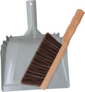 Metal Dust Pan and Brush Set Heavy Duty for Fireplace Garage Shop 9" Wide | Small Hand Broom and Dustpan for Woodstove Ash Cat Litter Outdoor Camping Soft Bristle Wooden Dusting Brush Indoor Cleaning