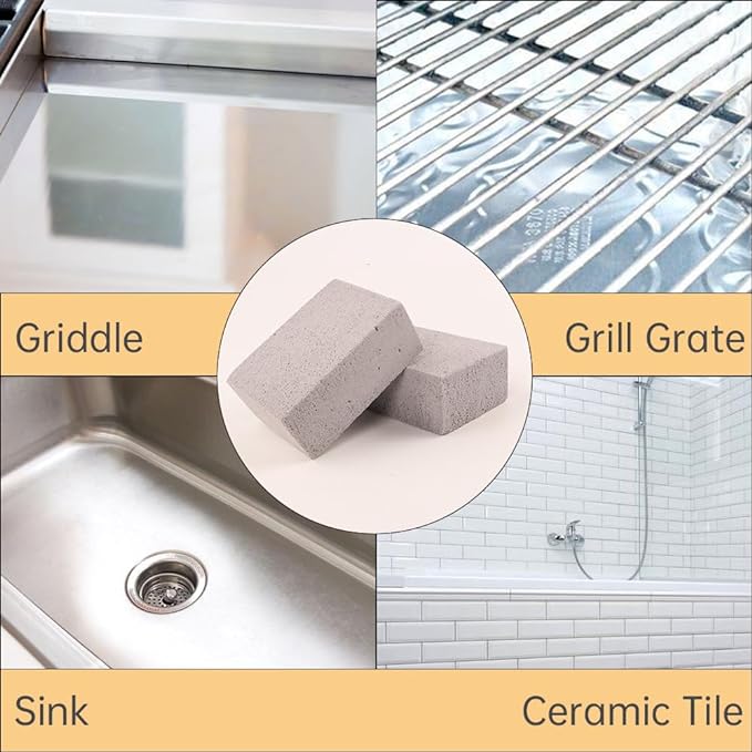 8 Pack Grill Brick Griddle Stone Pumice Cleaning Block | Commercial grade cleaner for oven, stove, BBQ grill, cookers, frying pans, racks and flat tops