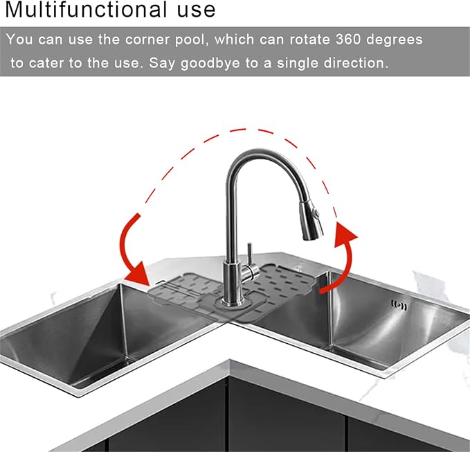 2-Pack Bytelive Silicone Sink Mat, Mini Sink Splash Guard and Soap Sponge Holder for Kitchen Countertop Protect with Self Draining Design (8.3" x 5.7", 2-Pack Gray)
