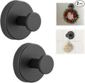 Suction Cup Hooks for Wreaths on Glass, No-Drill Suction Cup Hooks, Wreath Hangers for Front Doors, Metal Towel Hooks for Showers Bathrooms Mirrors (2Pcs Black)