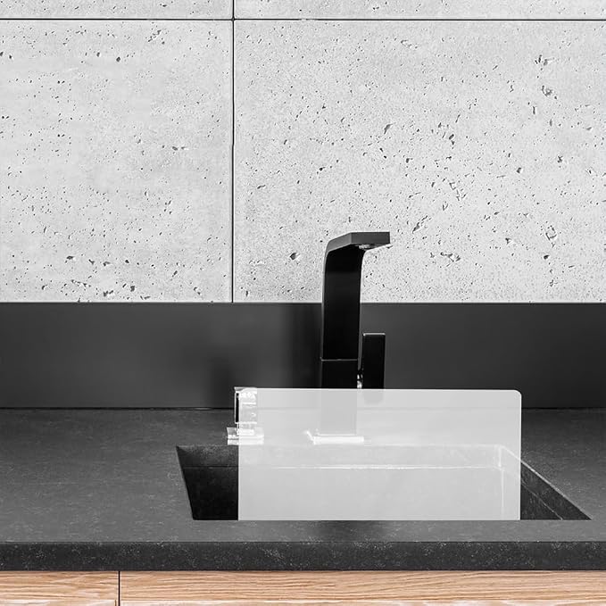 BESPORTBLE Kitchen Sink Splash Guard Acrylic Water Baffle for Bathroom and Kitchen Sink Splash Guard with Adhesive Tapes 13.77 X 8.26 X 1.96 in