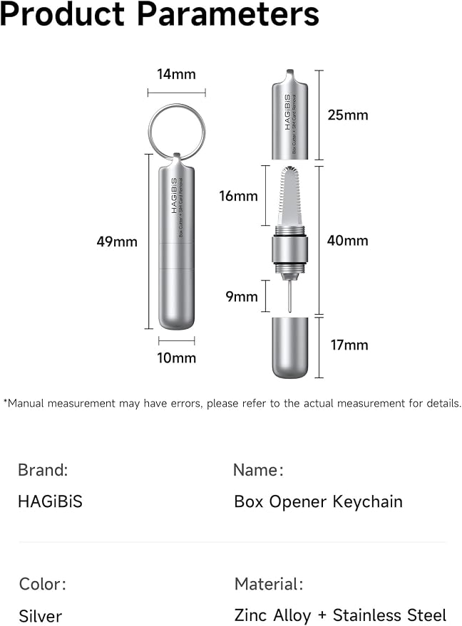 Hagibis SIM Card Ejector Tray Removal Tool with Box Cutter, 2 in 1 EDC Portable Keychain Eject Pins Reset Needle Package Opener for iPhone Android Office and Home Use (CP03)
