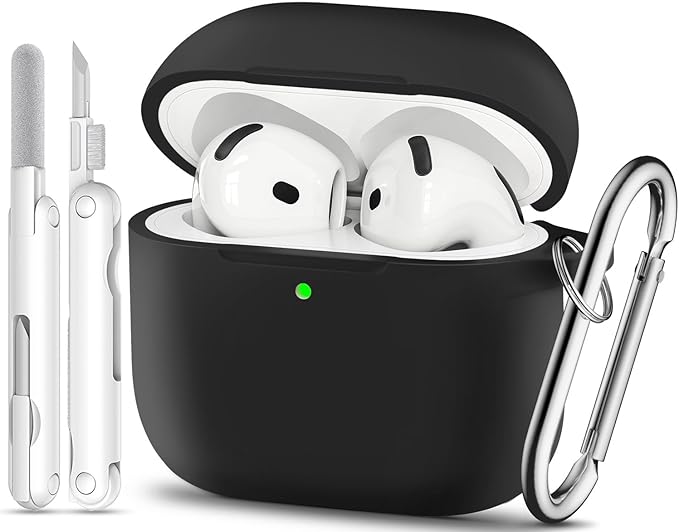 for AirPods 4 Case, TNSNK Silicone AirPod 4 Case Cover Compatible with Apple Airpods 4th Gen, Shockproof Protective Cases for Women Girly with Cleaner Kit and Keychain, Front LED Visible