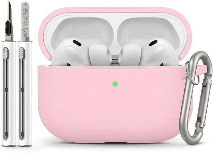 Full-Coverage dustproof Design for AirPods Pro 3 Case Cover with Cleaner Kit, Soft Silicone Cover for AirPods Pro 3rd Generation Comes with Keychain,Suitable for 3rd Generation,Pink