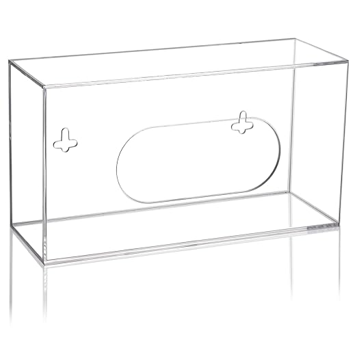 Acrylic Glove Box Holder Wall Mount Disposable Glove Dispenser Storage Organizer for Kitchen, Lab, Garages, Office, Clear