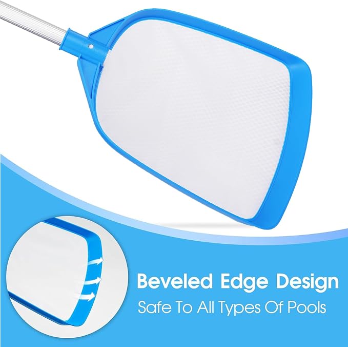 TidyMister Pool Leaf Skimmer Net Ultra Fine Mesh with Aluminum Poles 6Ft Swimming Pool Cleaning Net Leaf Catcher for Above Ground Pools Inground Pools