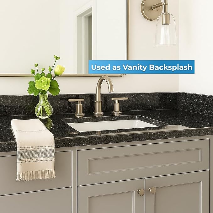Bathroom Vanity Sink Backsplash/Sidesplash (Absolute Black Granite, 4" x 30")