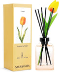 Flower Reed Diffuser Set Citrus Scent 6.76 oz for 120 Days Small Spaces | Floral Scent, Yellow Tulip, Vintage Rectangular Bottle, Long Lasting, Narrow Spaces, Office Shelf Decor,Women's Day Gifts
