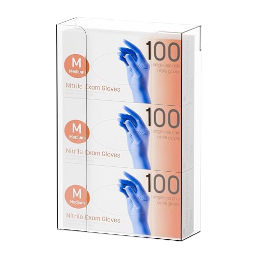 Acrylic Glove Box Holder Wall Mount With Adhesive,No Drilling Disposable Medical Rubber Glove Holder on Wall & Hanging Hospital Hair Net,Mask,Latex Gloves Dispenser,Gloves Rack & Storage,Clear