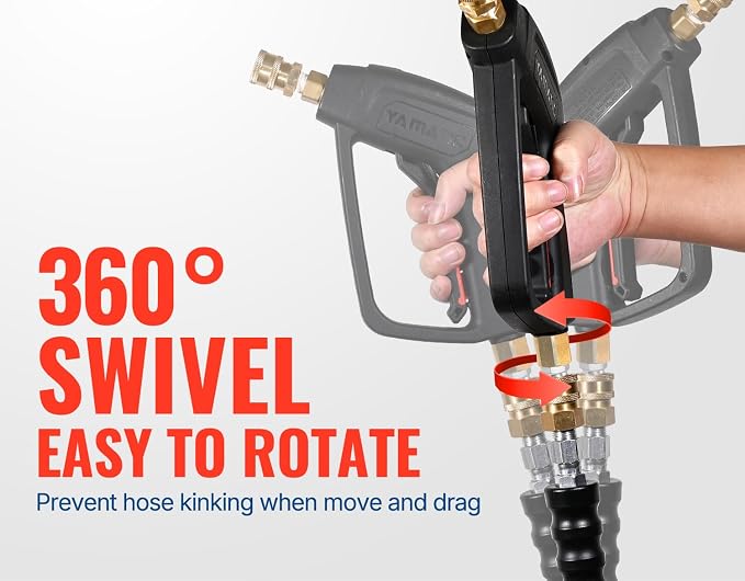 YAMATIC Pressure Washer Gun and 50 FT Hose with Extension Wand 3/8"&M22-14 | Kink Resistant Power Wash Hose Easy Pull Trigger Gun Replacement for Ryobi, Simpson, Craftsman For Gas Power Washer 4000 PSI