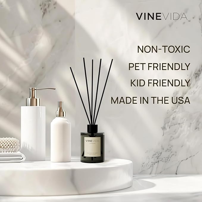 VINEVIDA | Summer Breeze | Reed Diffuser for Home & Bathroom | Long-Lasting Scent Sticks Set | Oil Stick Diffuser | Bathroom Scent