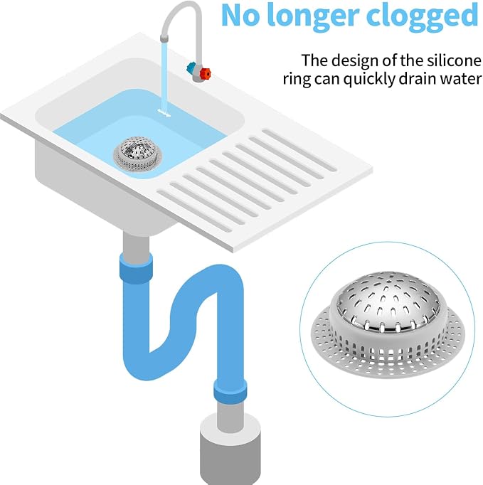 Aluvor Bathtub Drain Hair Catcher Shower Drain Cover Sink Drain Protector | Bathroom Sink & Bathtub Drain Strainer for Pop-Up & Regular Drains, grey