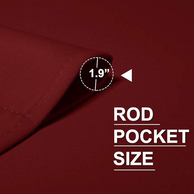 RYB HOME Curtains for Bedroom 63 inches Long, Blackout Thermal Insulating Window Treatment Drapes for Living Room Bathroom Basement Laundry Classroom, W 34 x L 63, Burgundy Red, 2 Panels