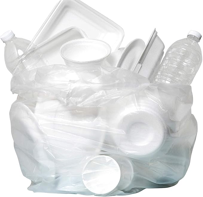 Aluf Plastics High Density Trash Bags, 10 Gallon, 4000 Count, 8 Micron (eq), 24" x 24", Clear, for Bathroom, Office, Industrial, Commercial, Janitorial, Municipal, Recycling