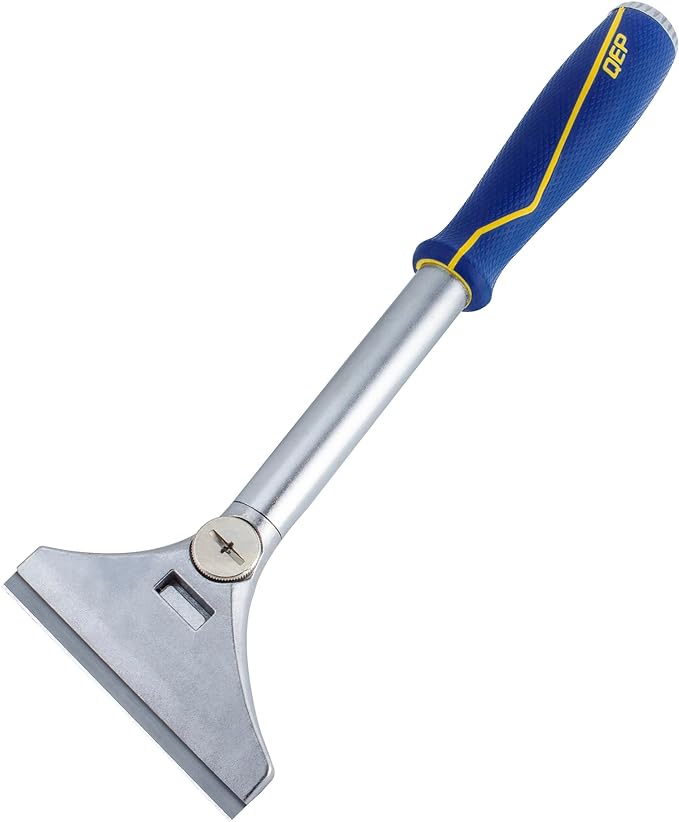 QEP 62920 4 in. Floor and Wall Razor Scraper with 5.25 in. Handle and Stainless Steel Blade