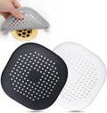 Bovinde Hair Drain Catcher Square for Shower 2 PCS (Ivory White Black) | Drainer Cover Silicone Hair Stopper with Suction Cups,Protector Accessories,Easy to Install Suit for Bathroom,Bathtub,Sink