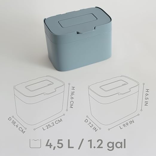 KAZAI. Compost Bin Kitchen 'Elin' | 1.2 GAL / 4.5L Countertop Compost Bin with Lid & Carbon Filter | Odor-Free, Dishwasher Safe, with Inner Bucket | Small Indoor Kitchen Composter | Stone-Blue