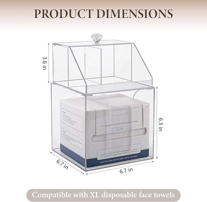 Anyoifax Disposable Facial Towels Storage Double Layer Acrylic Box, Clear | Face Towelettes Holder with Clean Skin Club Clean Towel XL Cotton Pads Container Qtip Bin for Bathroom Counter