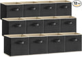 Lifewit 12 Packs Storage Cubes, 11 Inch Cube Storage Bins, Foldable Decorative Fabric Storage Baskets for Organizing Home Organizers with Handles for Shelves, Closet, Black