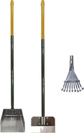 Four Paws Stainless Steel Long-Handled Dog Pooper Scooper Rake, Spade, & Pan 3 Piece Set, Pet Waste Pickup Tool, 38" x 10"