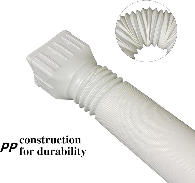 2 Pack Flexible Rain Gutter Downspout Extensions,Drain Downspout Extender,Gutter Extension Flexible,Down Spout Drain Extension Pipes,Extendable from 21 to 60 Inches (White)