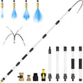 16FT Reach Gutter Cleaner, Gutter Cleaning Tools from the Ground with 3/4" Brass Shut-Off Valve & Bendable 360° Rotating Water Wand, Safe Cleaning for 2-Story Homes