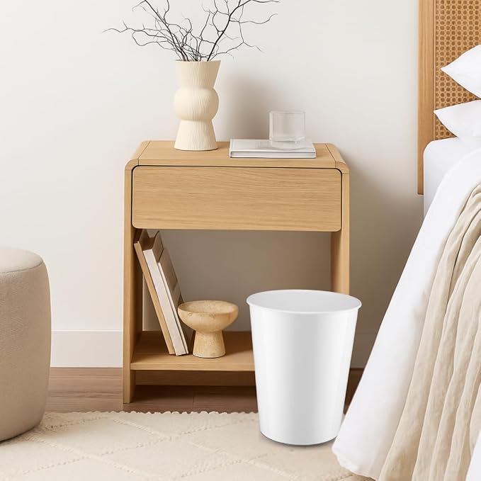 Monarch Abode Metal Bathroom Trash Can – Waste Basket for Bedroom, Office Desk, & Dorm, Handcrafted, Durable Decorative White Small Trash Can Bathroom Garbage Bin Wastebasket
