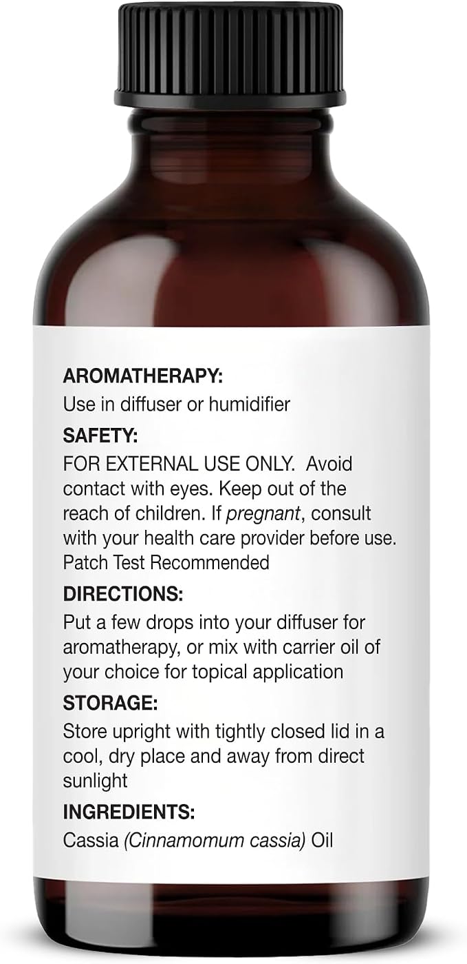 Majestic Pure Cassia Essential Oil for Diffuser - 1 Fl Oz | 100% Natural Essentials Oils Ideal for Relaxing Tense Mood, Eliminating Odor, Creating Peaceful Atmosphere for Sleep & Work