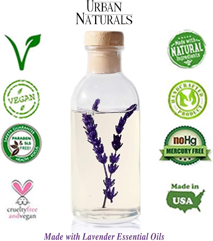 Reed Diffuser Set, Lavender Fields - Bathroom Shelf Décor | Real Lavender Stems French Blossoms, Geranium & Clary Sage, for Aromatherapy & Stress Relief, Vegan