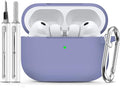 Ljusmicker for AirPods Pro 3 Case 2025 with Cleaner Kit,Lavender | Soft Silicone Protective Cover for Apple AirPod Pro 3rd Generation Case with Keychain for Women Men,Shockproof