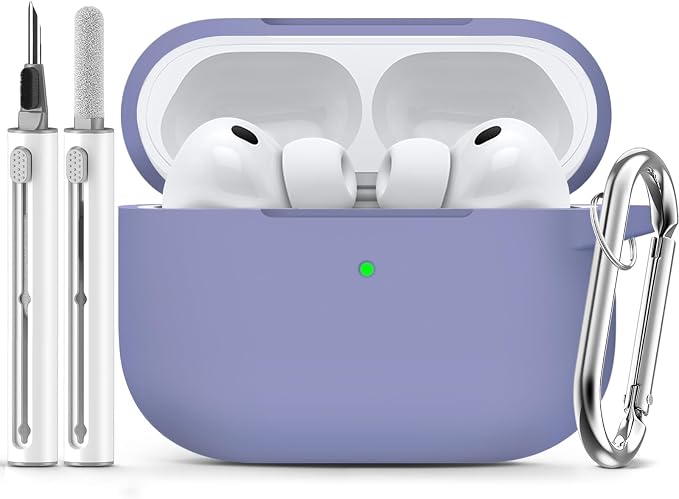 Ljusmicker for AirPods Pro 3 Case 2025 with Cleaner Kit,Lavender | Soft Silicone Protective Cover for Apple AirPod Pro 3rd Generation Case with Keychain for Women Men,Shockproof