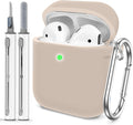 for AirPods Case Cover, Come with Clean Pen，Soft Silicone Protective Cover for Women Men Compatible with Apple AirPods 2nd 1st Generation Charging Case, Front LED Visible,Milk Tea