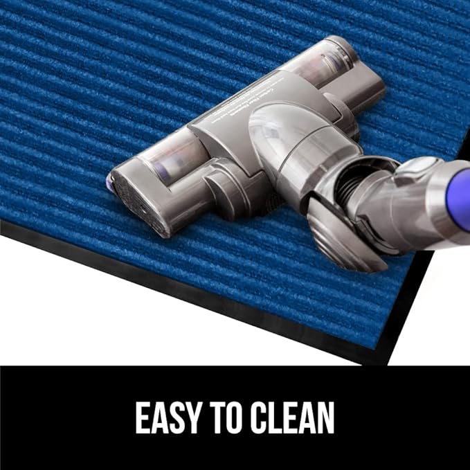 GORILLA GRIP Traffic Guard Door Mat, 72x48, Heavy Duty Welcome Mats, Commercial Office Space Doormat, Waterproof, Fade Resistant, Strong Rubber Backing, Low Profile, Shoe and Boot Scraper, Blue