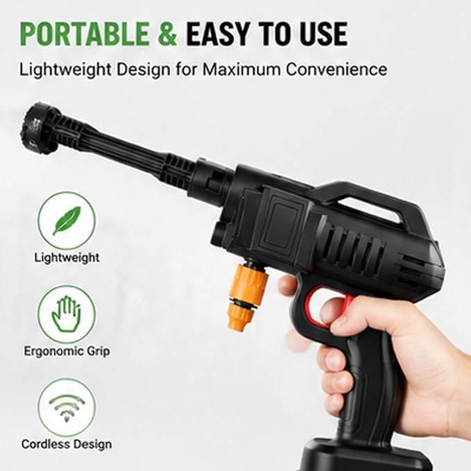 Cordless Portable Washer, Handheld Washer, Battery Operated Washer for Car Home Outdoor Patio Garden, Lightweight Car Washer, Washer, Cleaner with 5M Elastic Hose