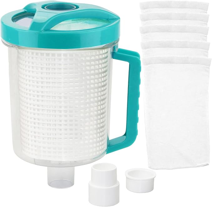 Leaf Canister Catcher In-line Leaf Canister for Pool & Spa, With Mesh Basket & 5 Skimmer Socks, For Suction Manual & Automatic Pool Cleaners (White)