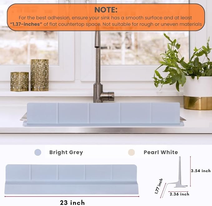 MessOut Sink Splash Guard | Premium Korean Silicone | 3 Practical Sizes for Maximum Coverage |Solution for Mess Free Dish-washing | Super Strong Suction to nearly all Shelf-tops.