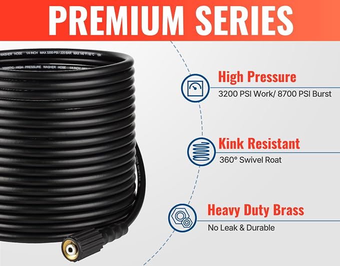 YAMATIC Pressure Washer Gun and 50 FT Hose with Extension Wand 3/8"&M22-14 | Kink Resistant Power Wash Hose Easy Pull Trigger Gun Replacement for Ryobi, Simpson, Craftsman For Gas Power Washer 4000 PSI