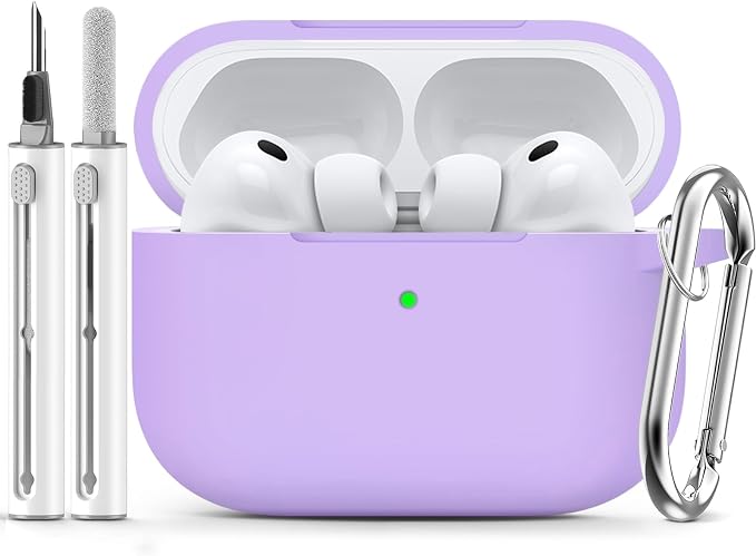 Ljusmicker for AirPods Pro 3 Case 2025 with Cleaner Kit,Purple | Soft Silicone Protective Cover for Apple AirPod Pro 3rd Generation Case with Keychain for Women Men,Shockproof