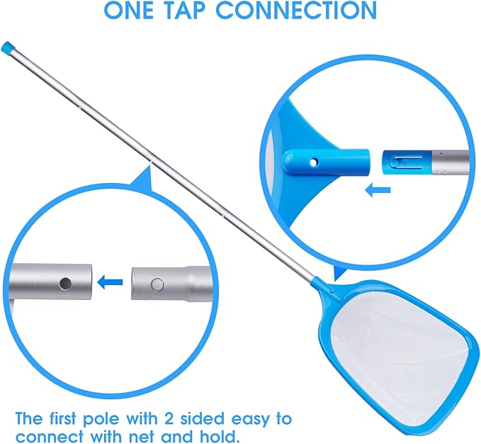 TidyMister Pool Skimmer Hot Tub Skimmer Spa Net with 4ft Aluminum Pole Ultra Fine Mesh Pool Net Accessories Leaf Skimmer for Small Pools Fine Debris