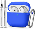 for AirPods 4 Case 2024 with Cleaner Kit & Keychain-Blue | Silicone Protective Cover for Apple AirPods 4th Generation Case,for Women Men,One-Piece Design,Shockproof,Dust Proof