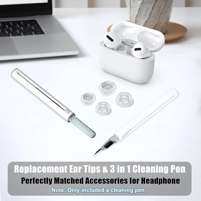 3 Pairs Replacement Ear Tips for AirPods Pro 2nd & 1st(S/M/L, Clear) | with Noise Reduction Hole, Silicone Ear Tips with Cleaning Pen & Portable Storage Box, Fit in the Charging Case