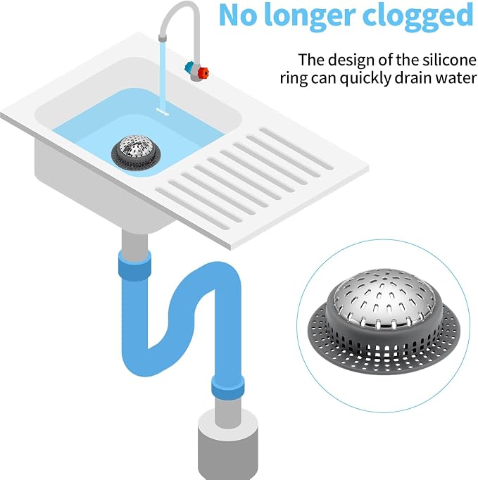 Aluvor Bathtub Drain Hair Catcher Shower Drain Cover Sink Drain Protector | Bathroom Sink & Bathtub Drain Strainer for Pop-Up & Regular Drains, dark gray